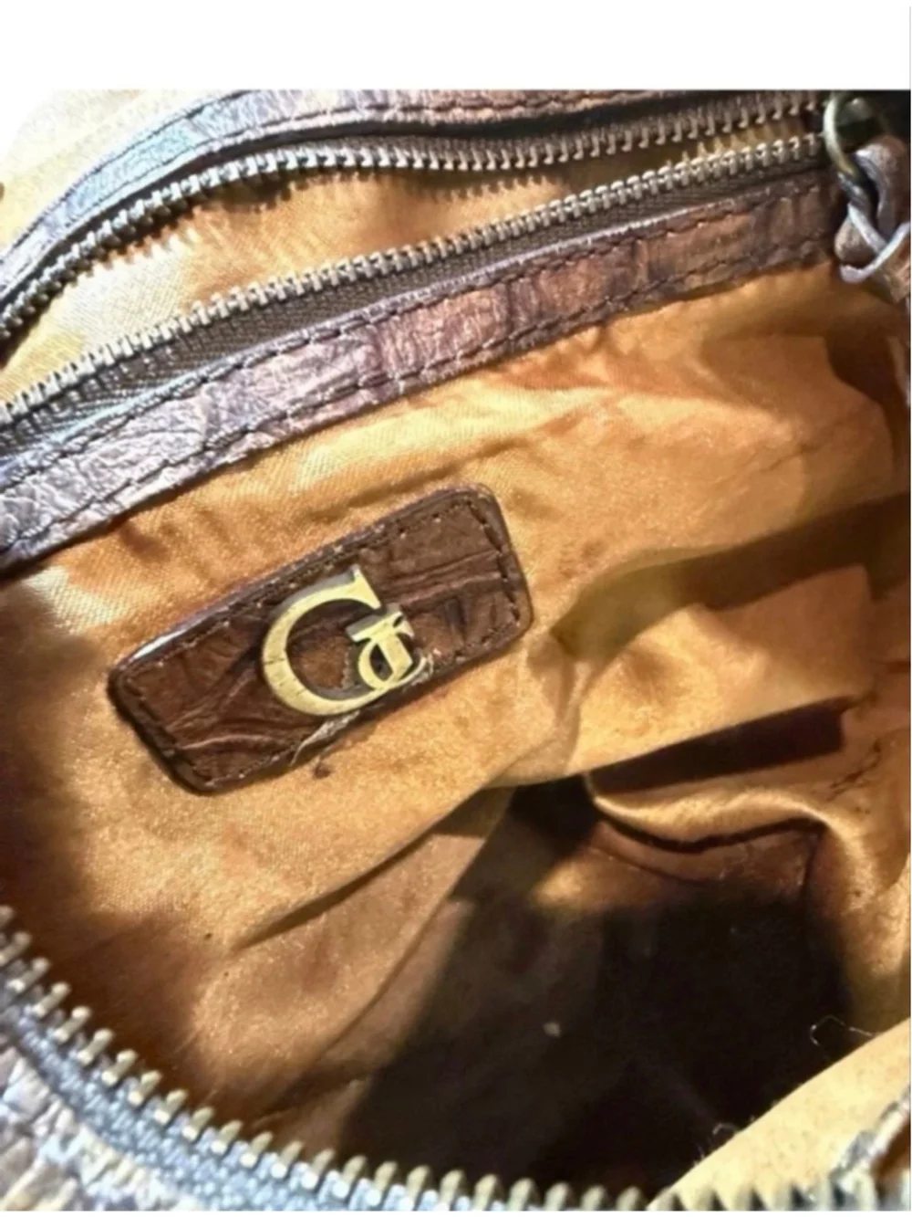 Vintage Guess Collection Brown Faux Snakeskin Hobo Shoulder Bag Y2K Boho flaw
